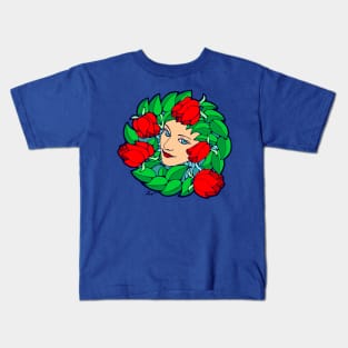 Wreath of Roses and Blue Eyes Kids T-Shirt